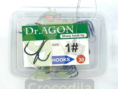 Гачок - трійник рибальський Dr.Agon N1 30 одиниць в упаковці, колір BN 1 для жерлиць та блешень 888515 фото
